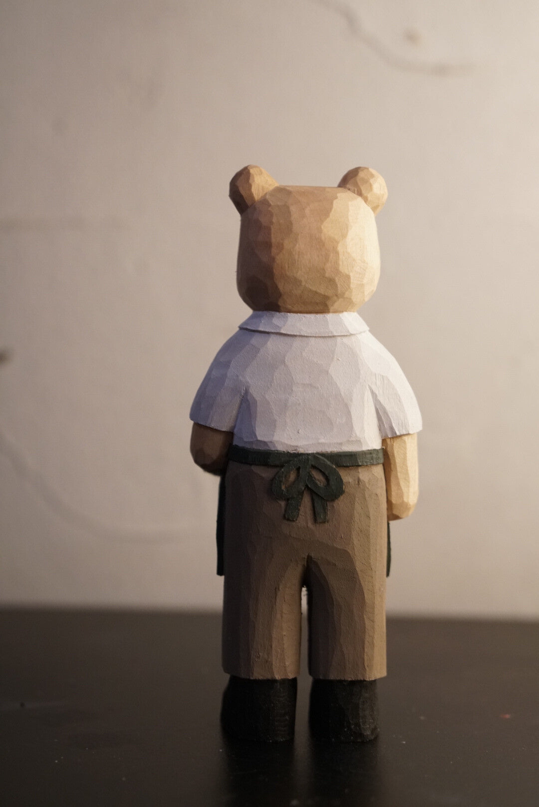 Handcrafted Beech Wood Barista Bear Figurine