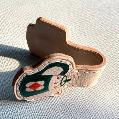 Magnetic Leather Bookmark – Teapot/Mug Shape with Hand-Painted Details