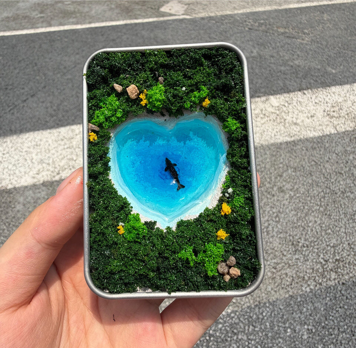 Metal Diorama Box with Whale Scene