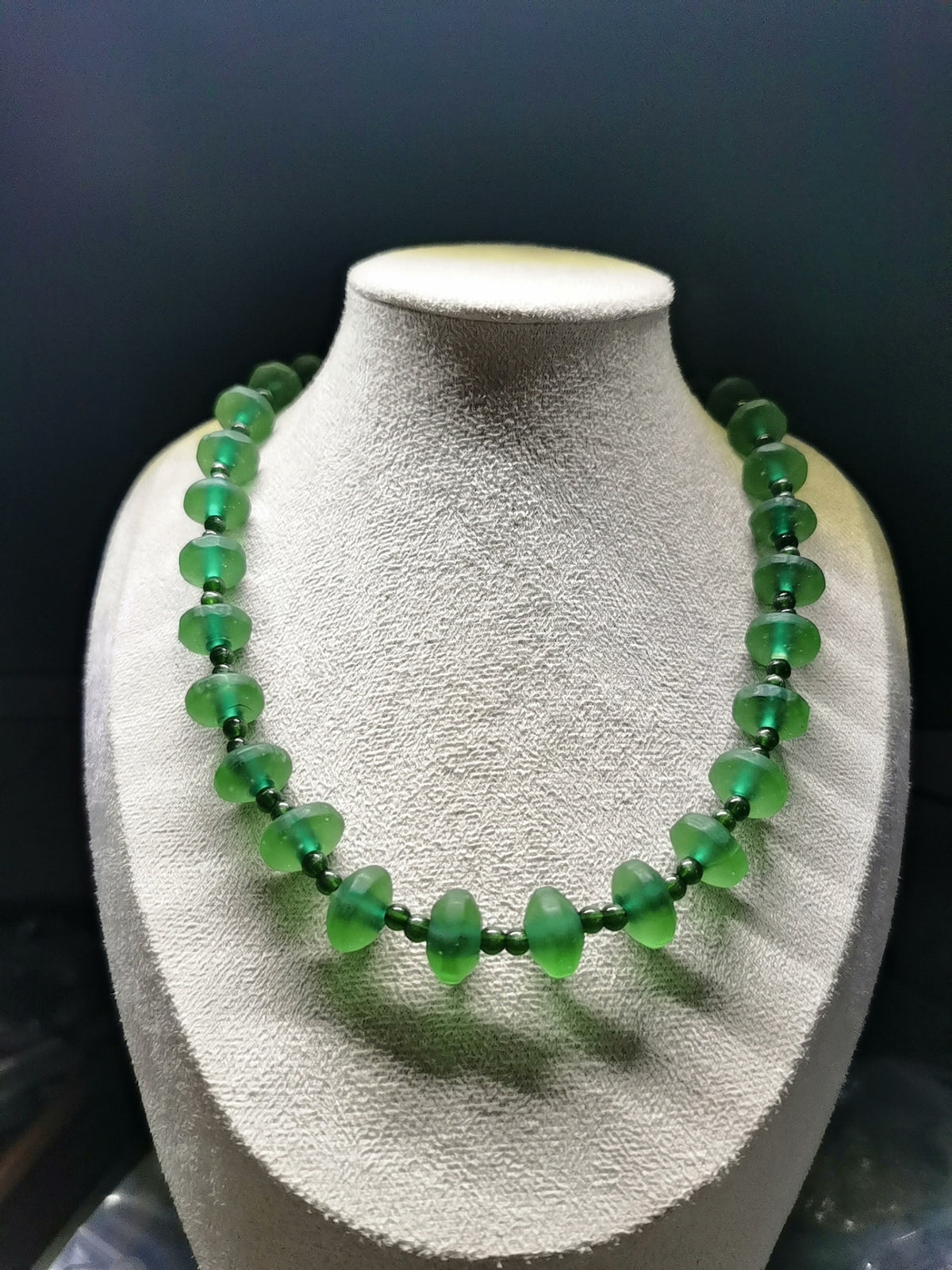 Vaseline Glass Bulb Bead Necklace