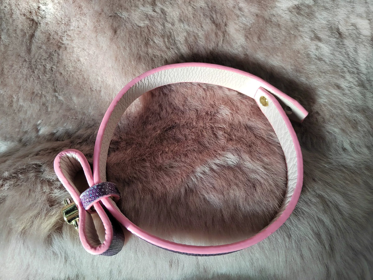 Iridescent Purple Snakeskin Pet Collar with Bow