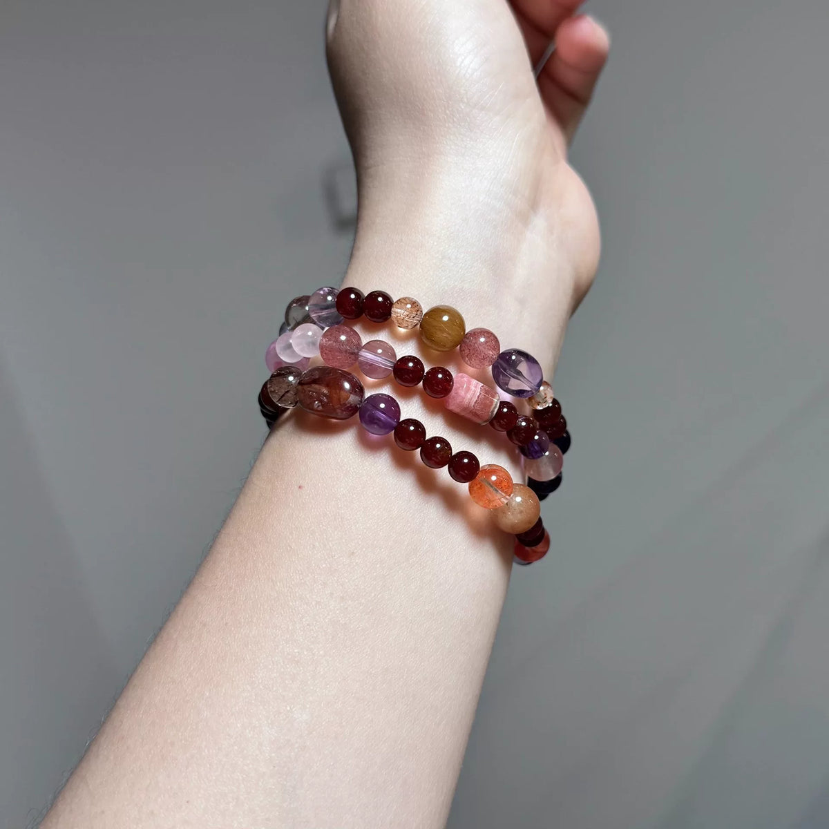 Graniet Amethyst Triple Wrap Crystal Bracelet