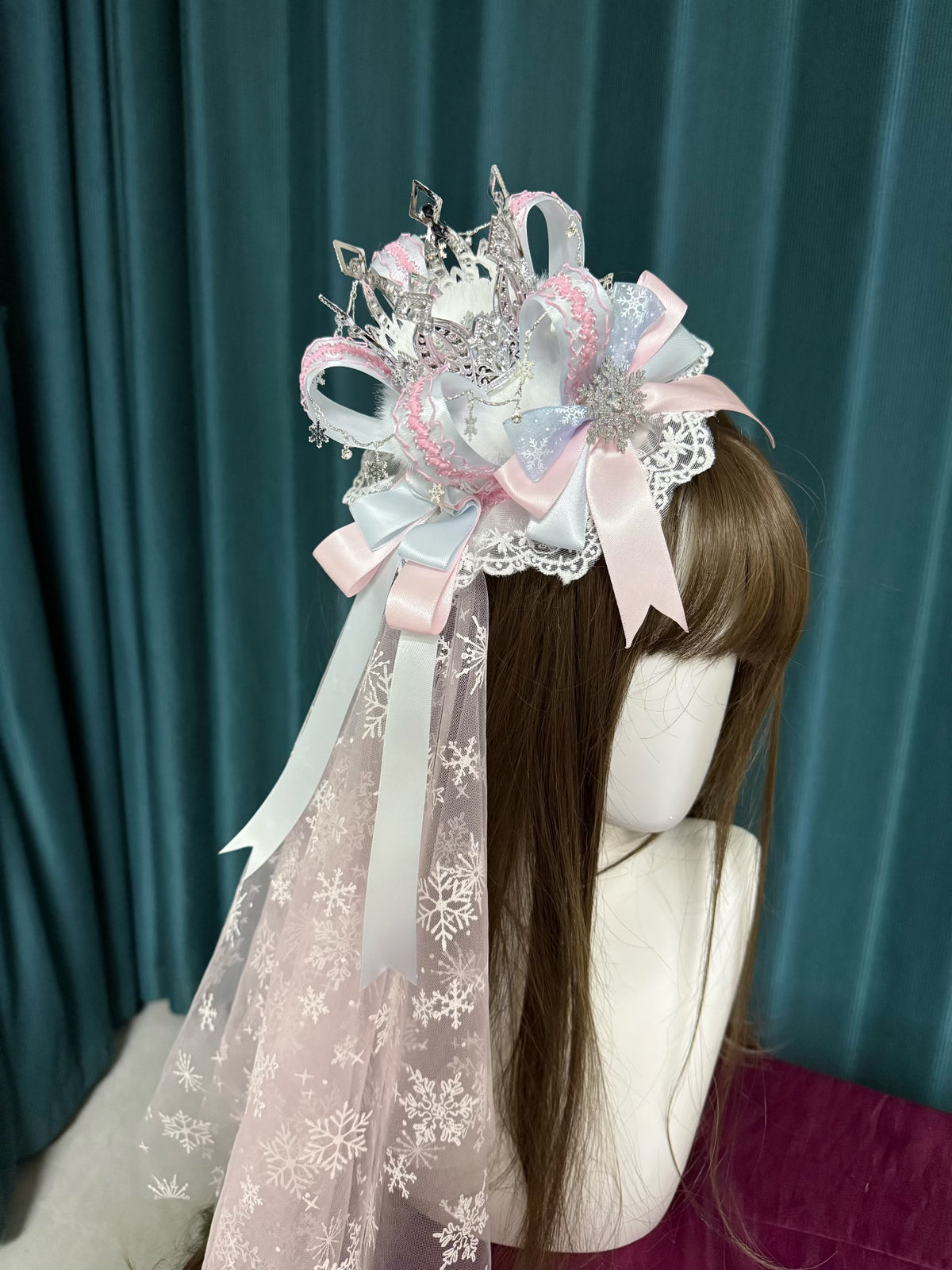 Crown Headpiece with Snowflake Veil