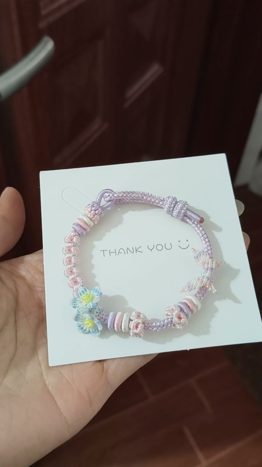 Handwoven Pink Lavender Gradient Cord Bracelet