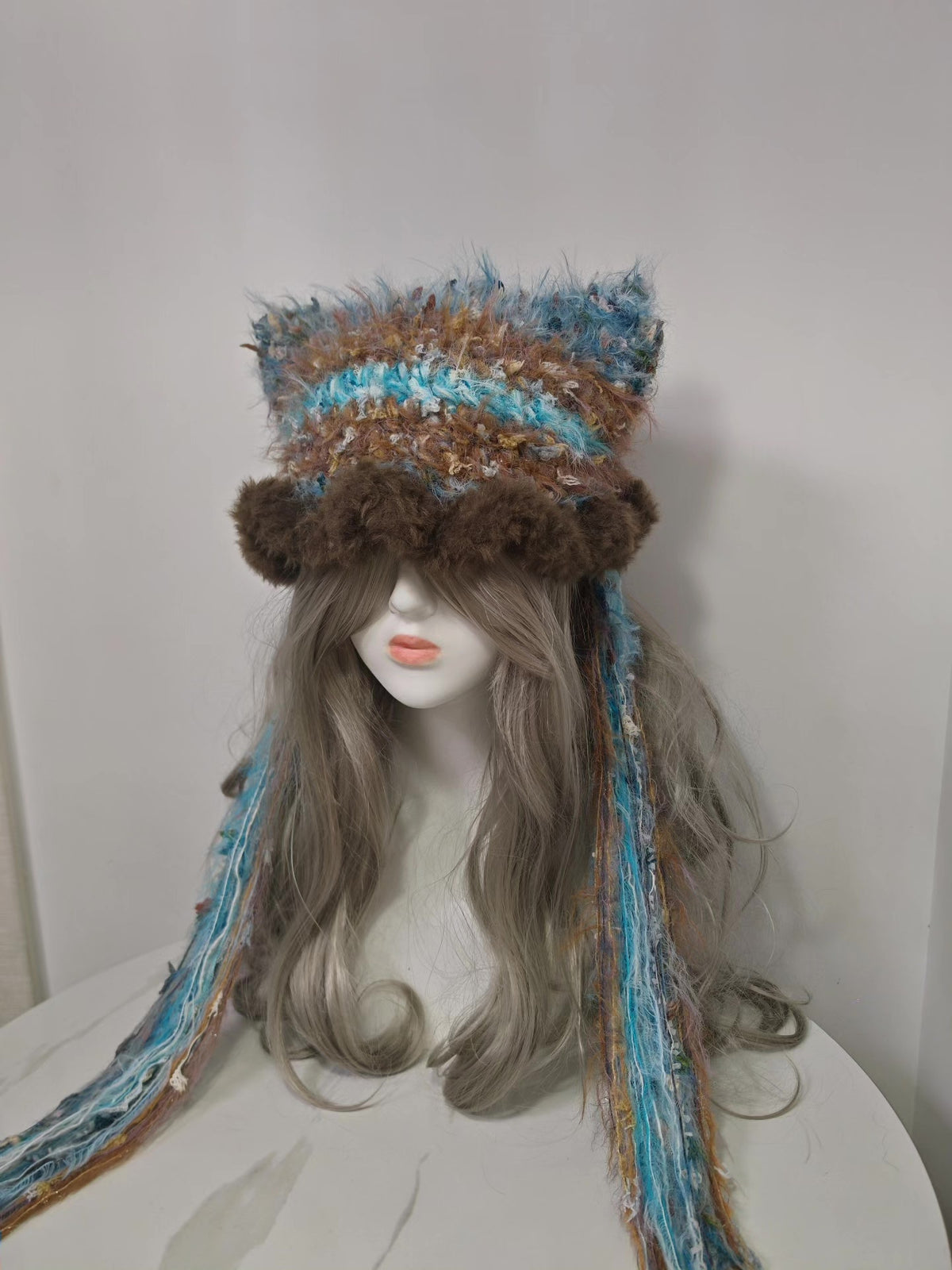 Cat Ear Hat with Faux Fur Trim