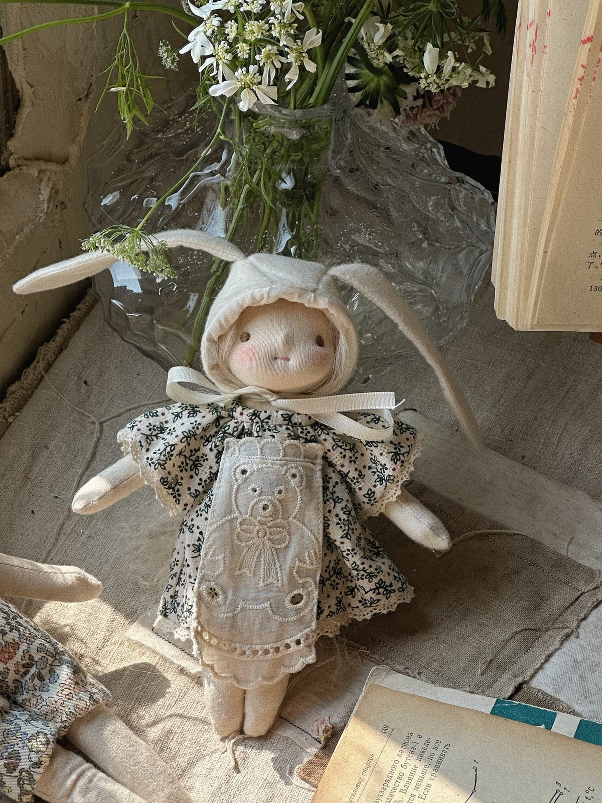 Handmade Waldorf Doll with Floral Dress