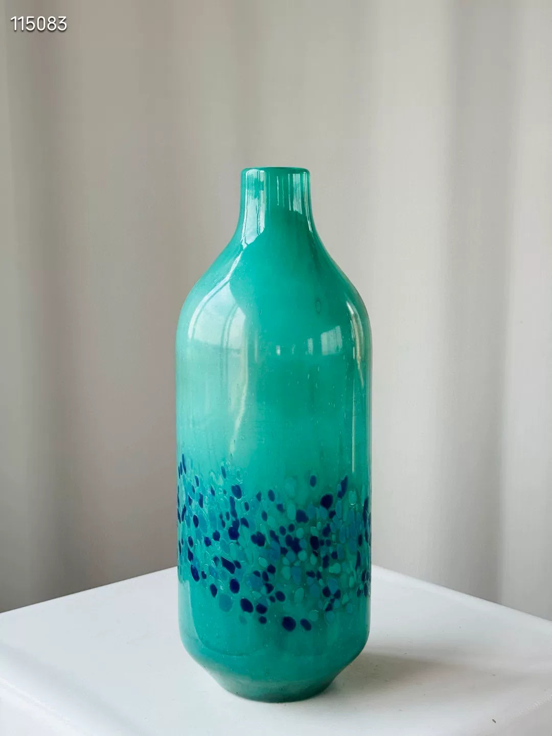 Handmade Teal Liuli Glass Vase 38cm
