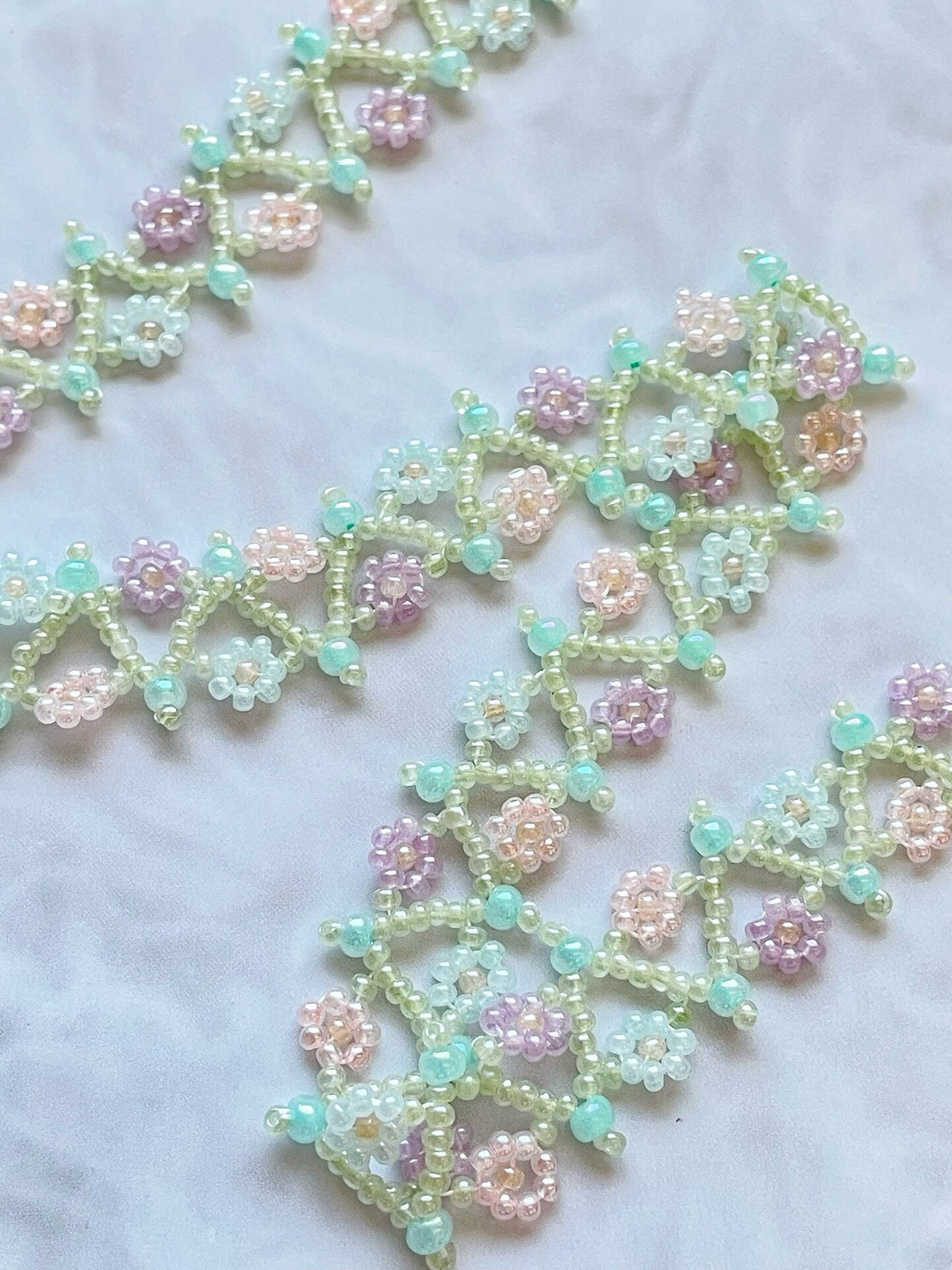 Floral Lace Beaded Choker Necklace