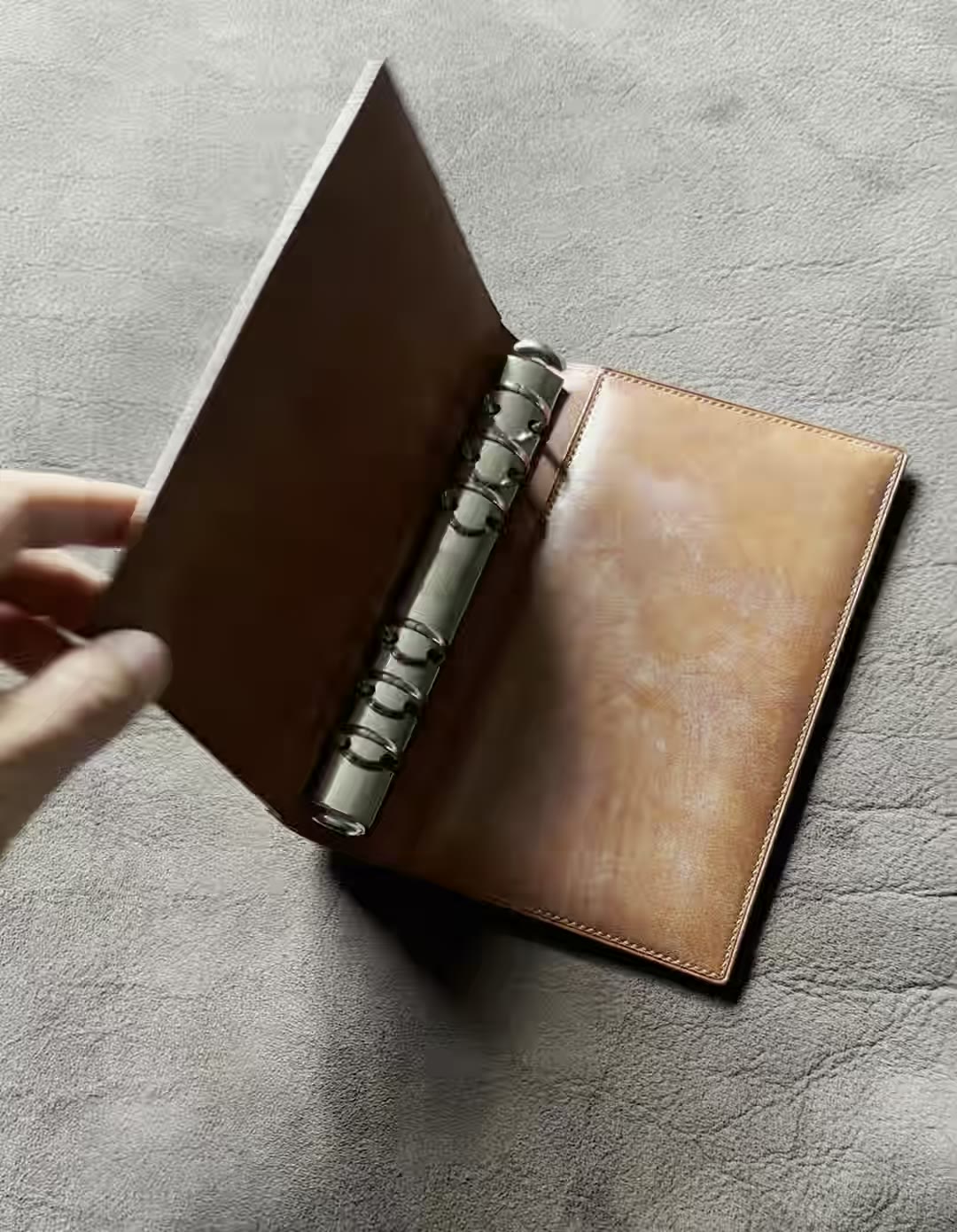 A6 Loose Leaf Notebook Cover Brown Horsehide Leather