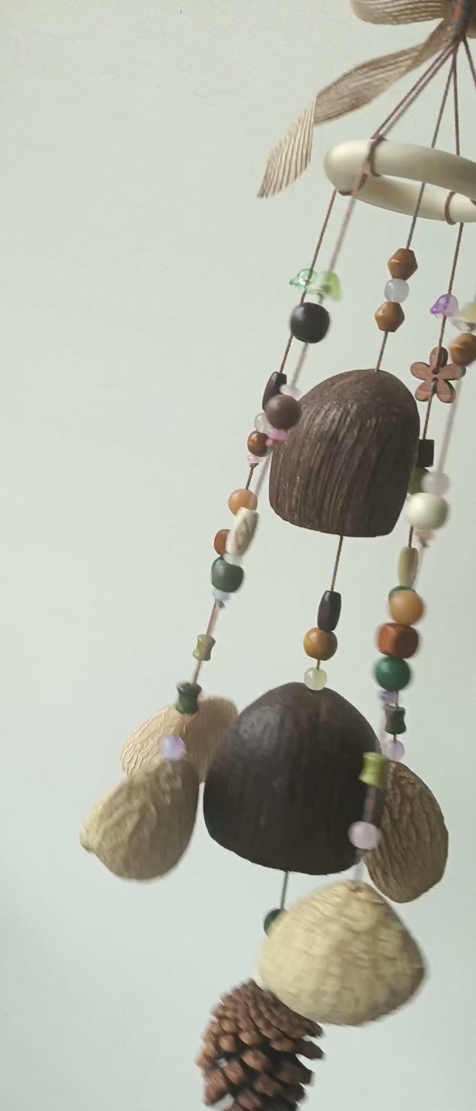 Coconut Shell Wind Chime with Colorful Beads