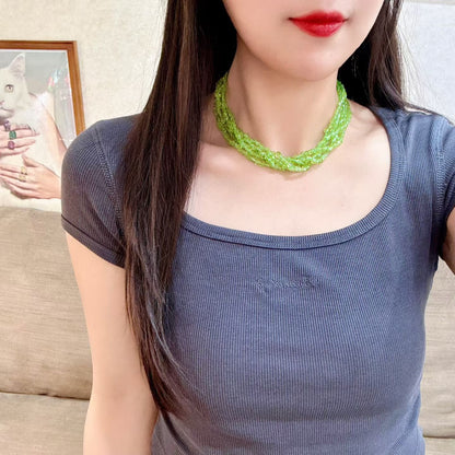Five-Strand Freeform Faceted Peridot Necklace, 41cm