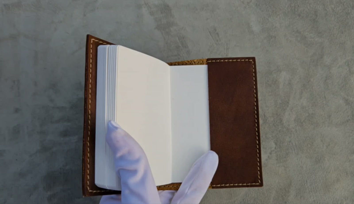 Handmade Leather Pocket Notebook with Mouse Applique