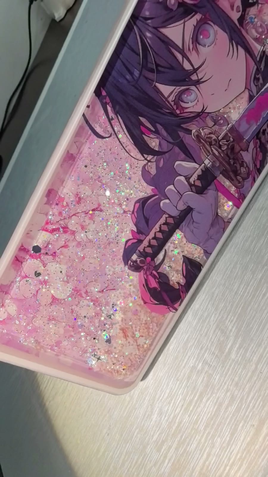 Sakura Theme Liquid Glitter Keyboard Wrist Rest