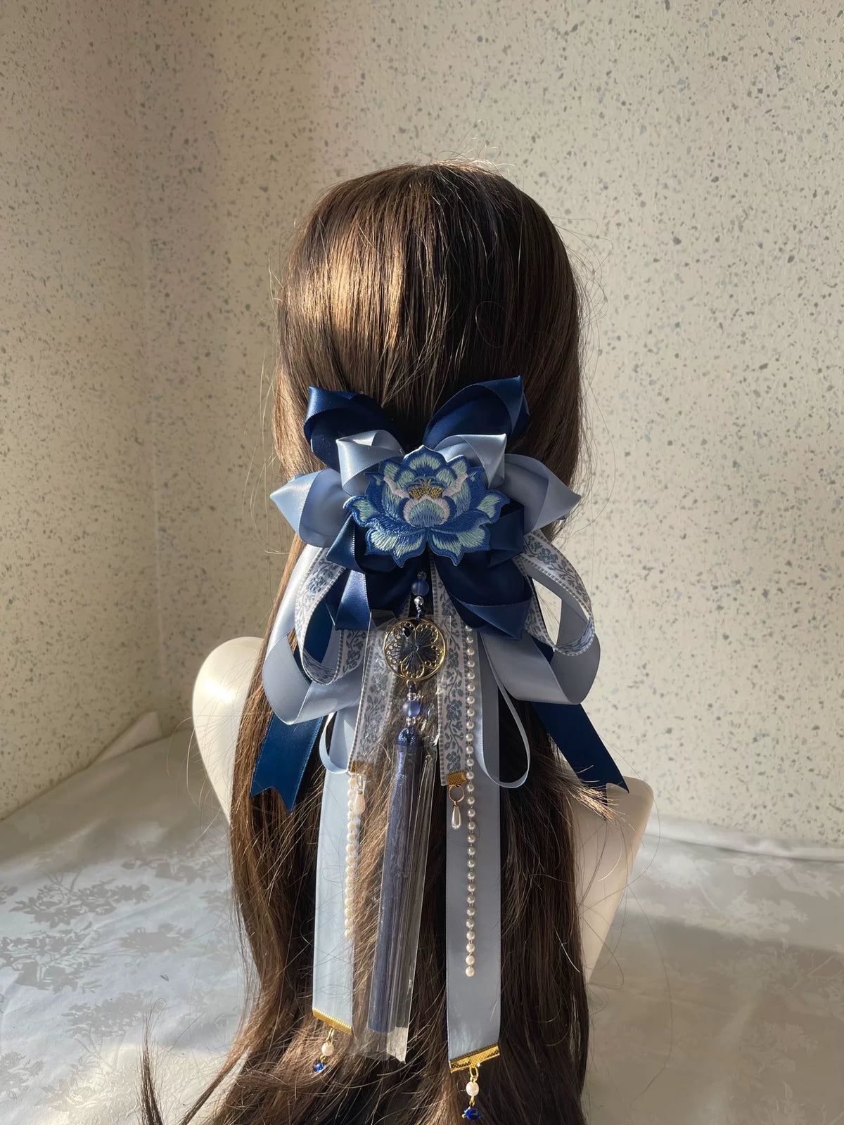 Laço de Cabelo Lolita Azul Feito à Mão