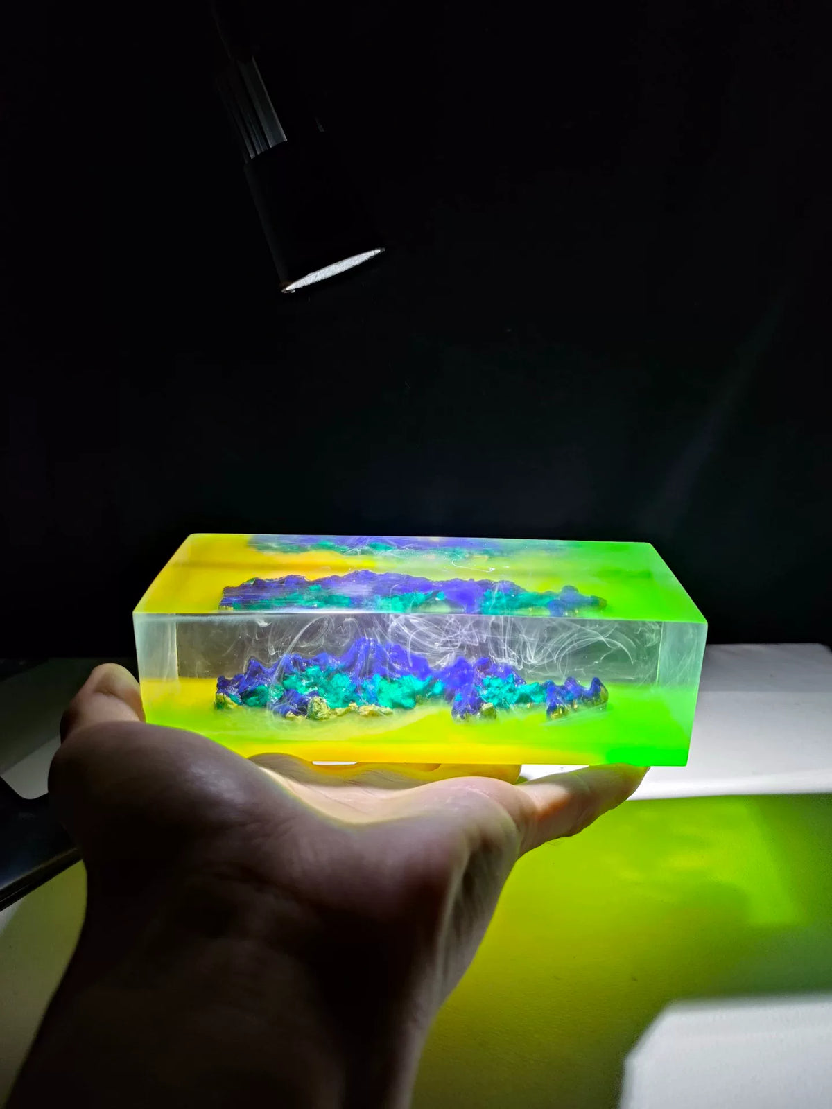 Handmade Clear Resin Mountain Paperweight Ornament
