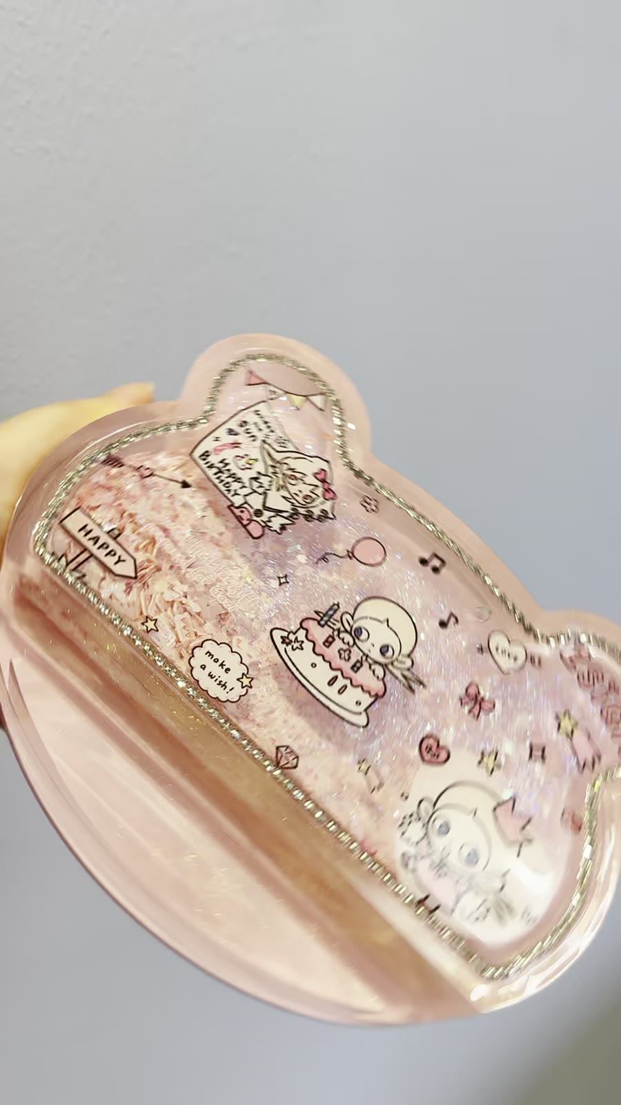 Pink Resin Bear Head Shaker Decoration