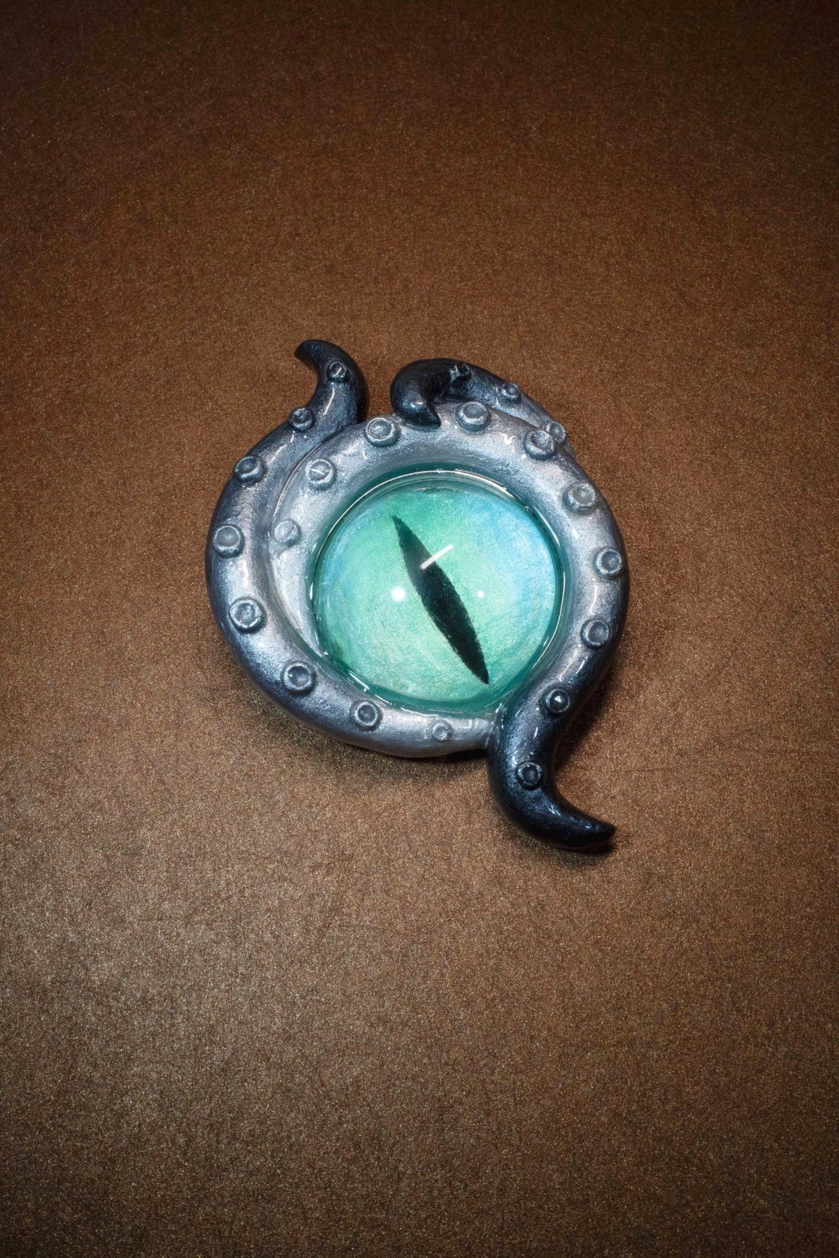 Cthulhu Tentacle Eye Brooch Silver Black