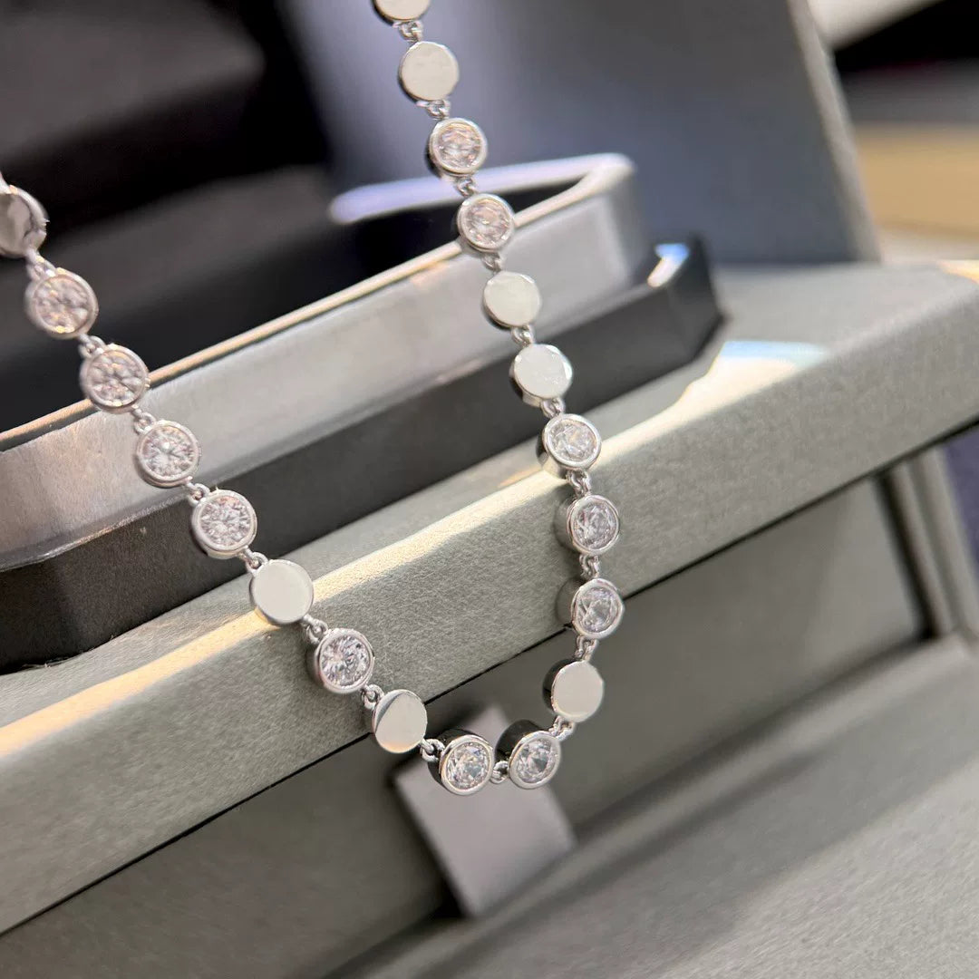 Collier en argent 925 et diamants disques carbone