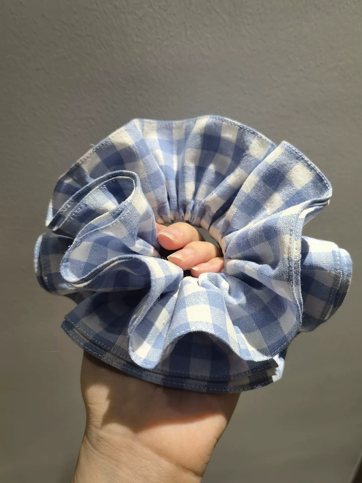 ハンドメイド 4層コットンギンガチェック ヘアシュシュシュ