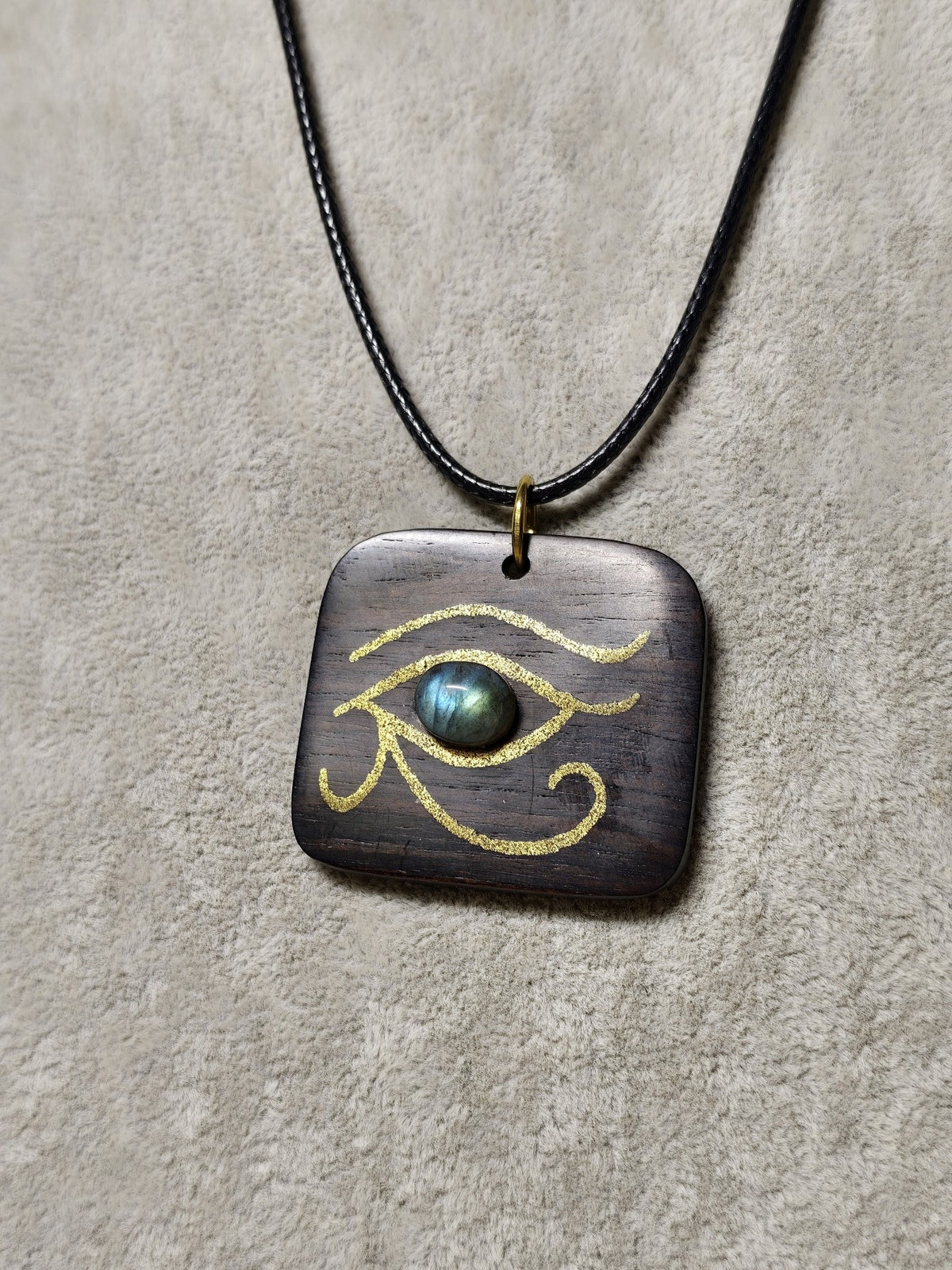 Ebony Inlaid Eye of Horus Labradorite Pendant