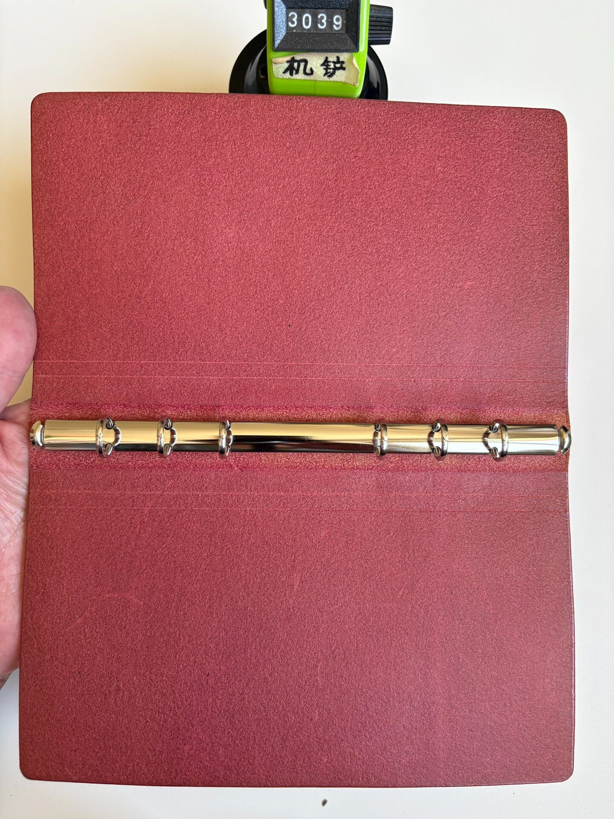 A6 Pueblo Leather Six-Ring Binder Pink