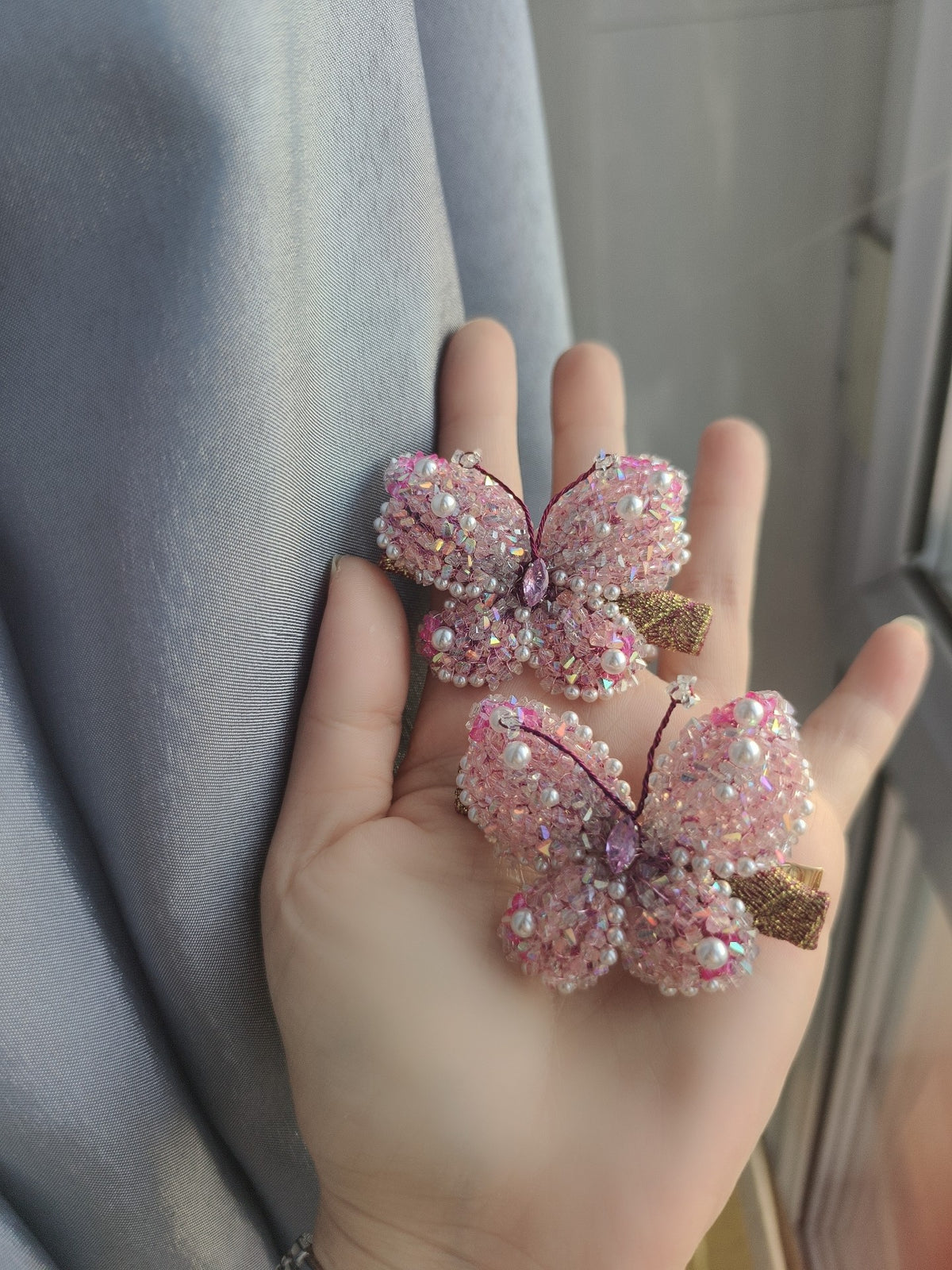 Butterfly Duckbill Hair Clip Pink Sparkle