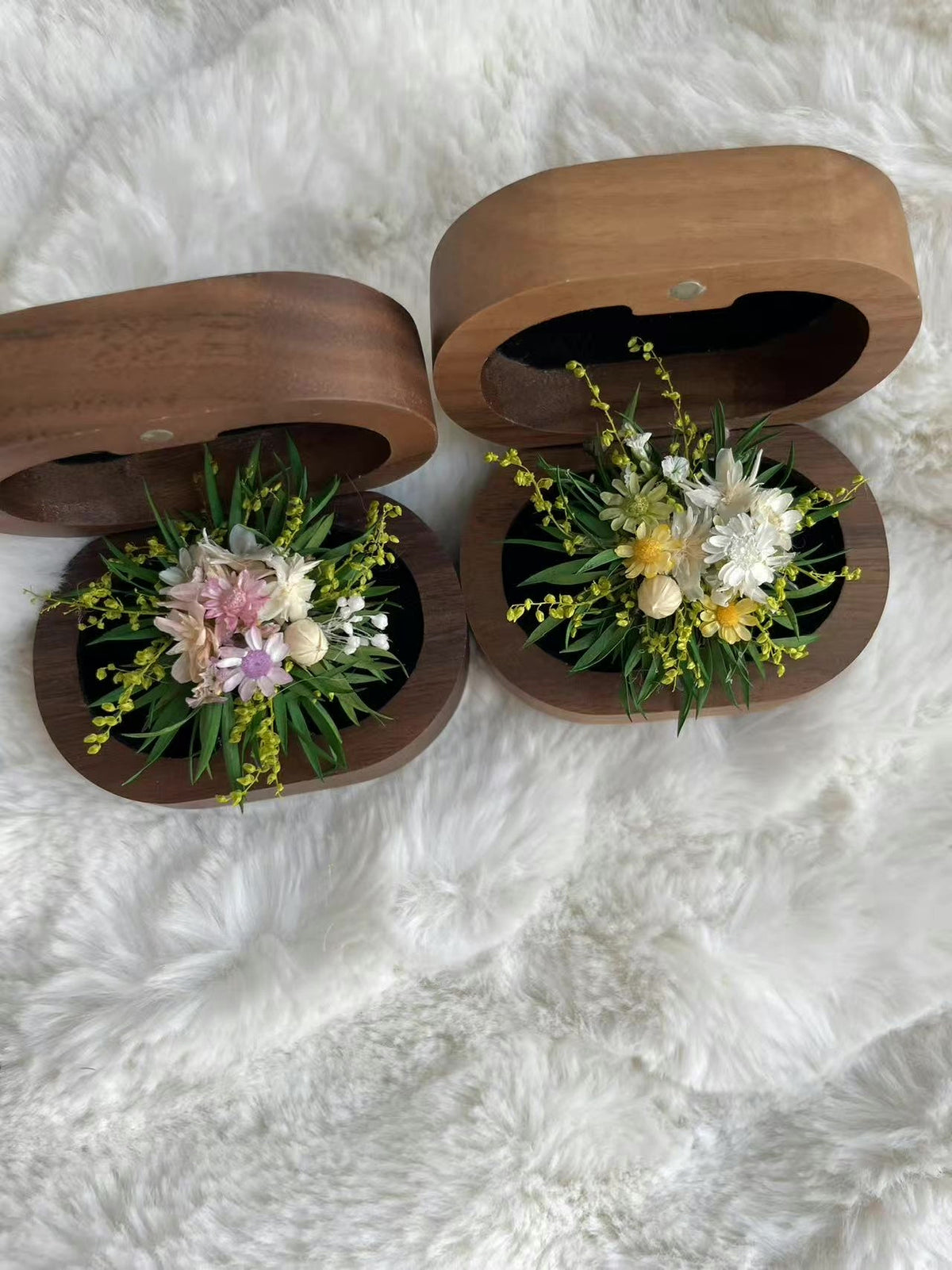 Anéis de Flores Secas Preservadas Ajustáveis