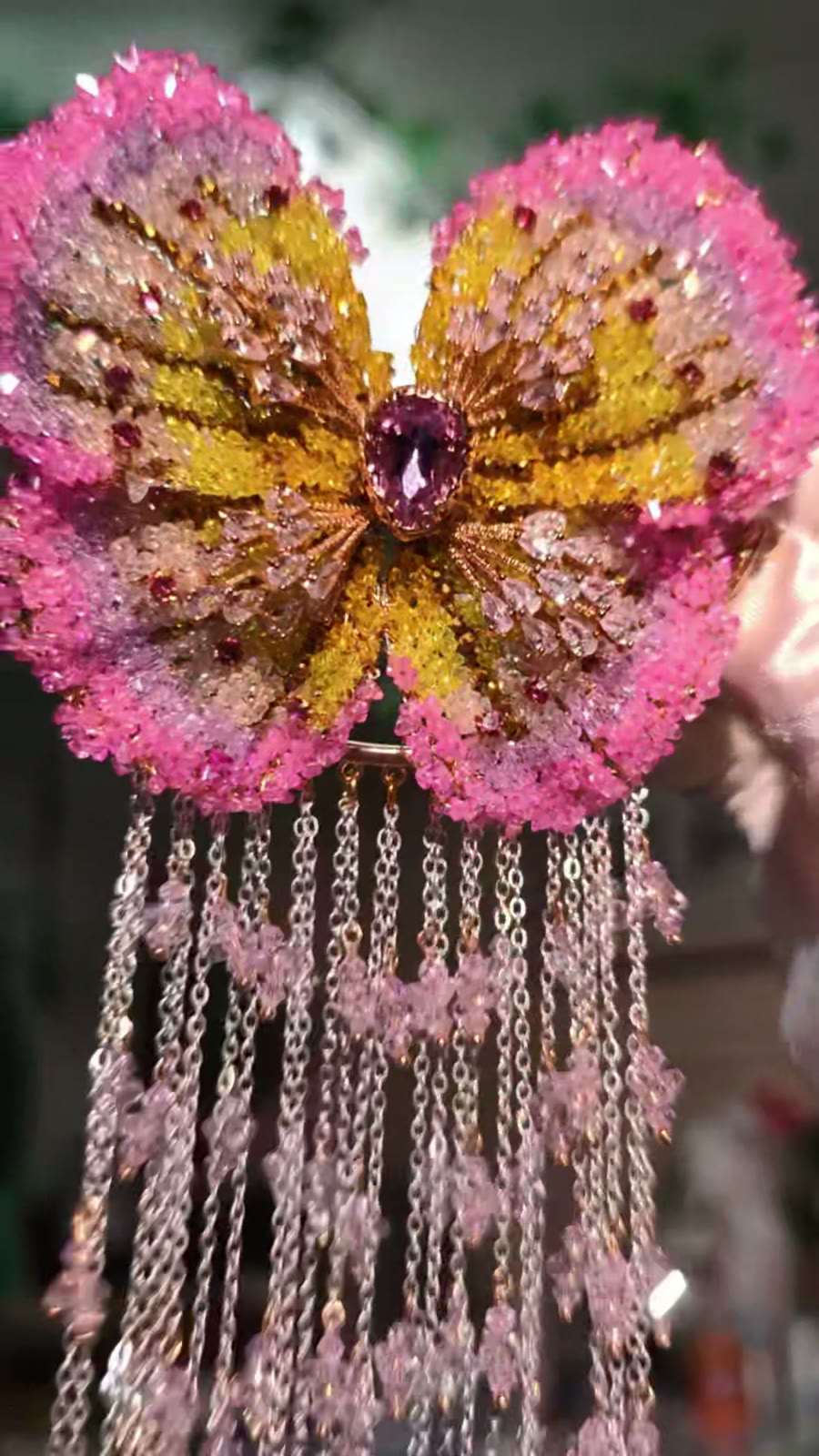 Handcrafted Beaded Butterfly Tassel Hair Clip