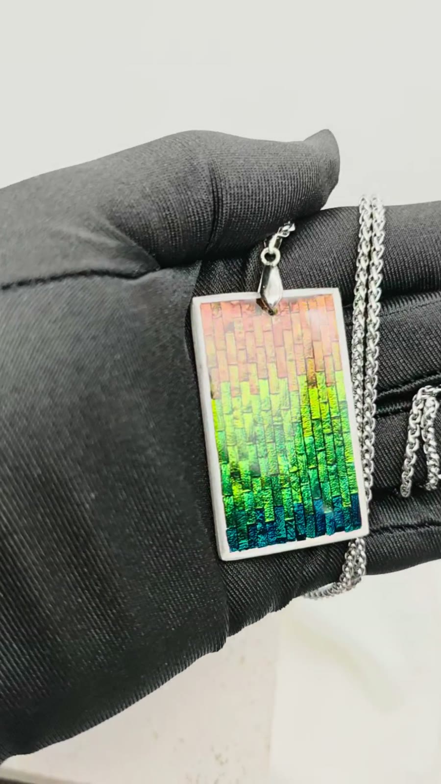 Sterling Silver Jewel Beetle Mosaic Pendant Necklace
