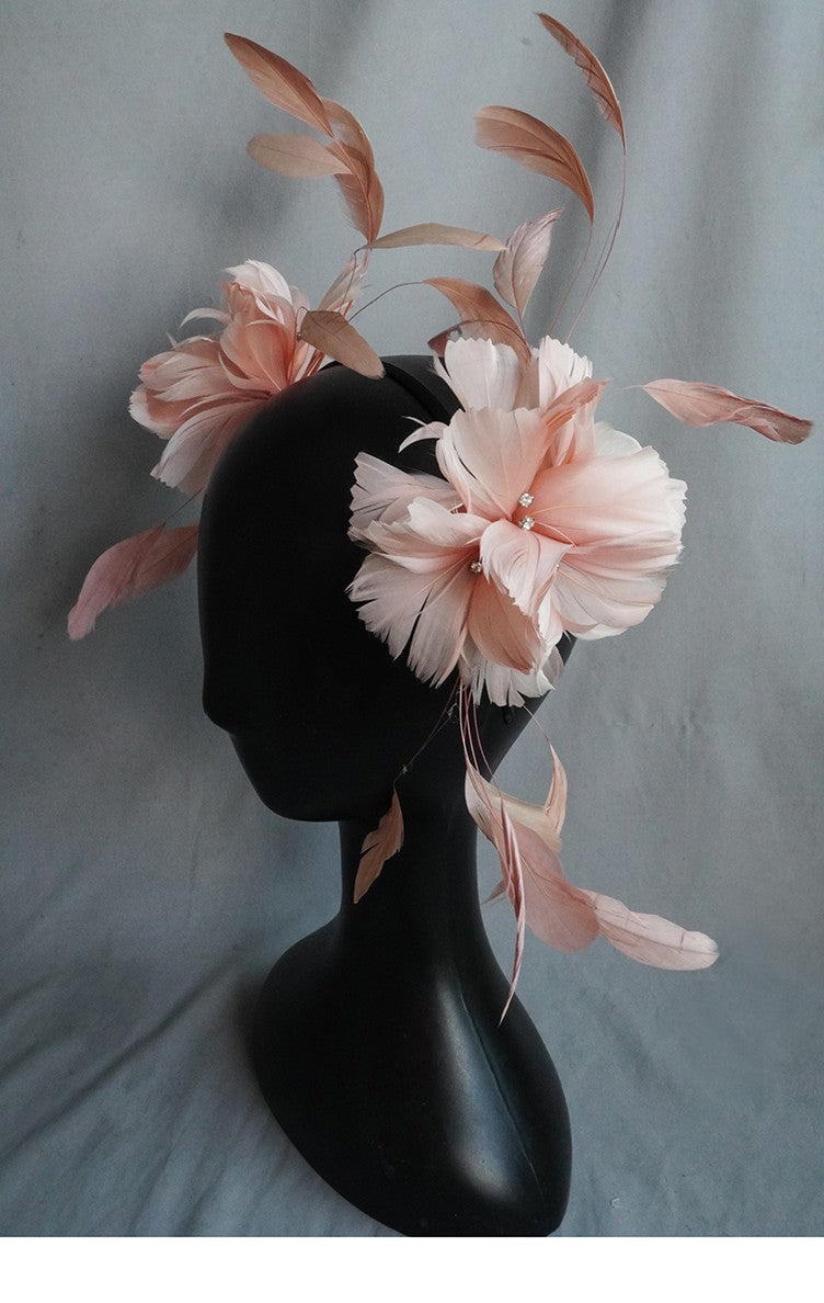 Pink Feather Bridal Hair Clip