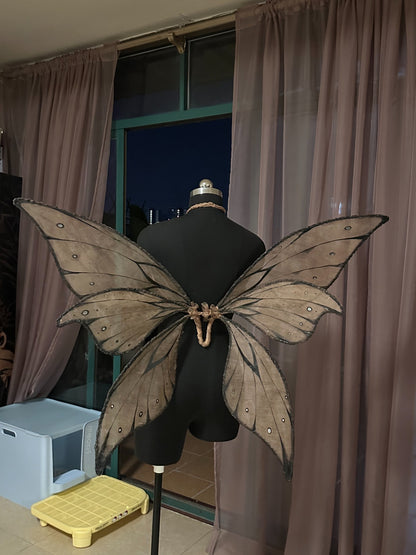 Organza Butterfly Back Wings - Dark Taupe with Metallic Studs