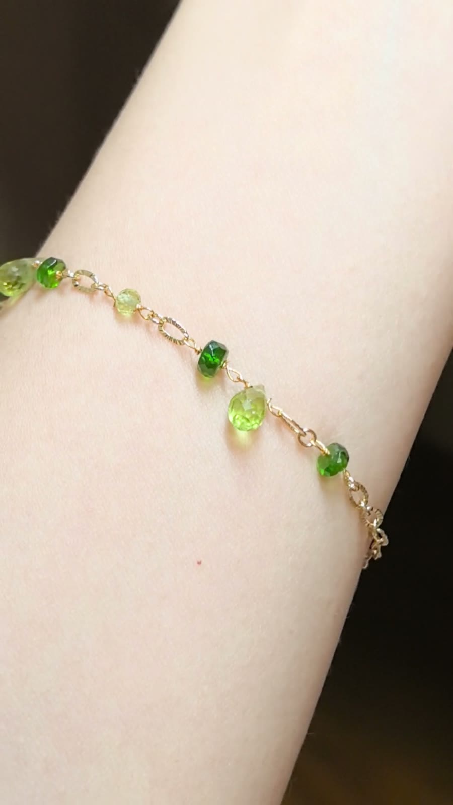Peridot Diopside Gold Filled Bracelet