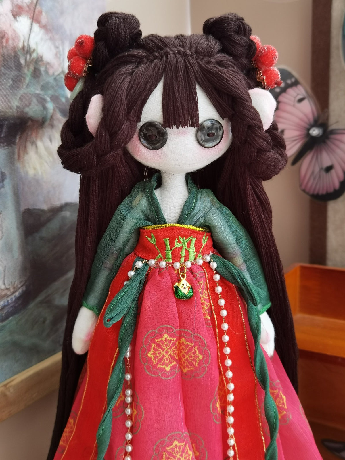 Button-Eyed Hanfu Plush Doll 30cm