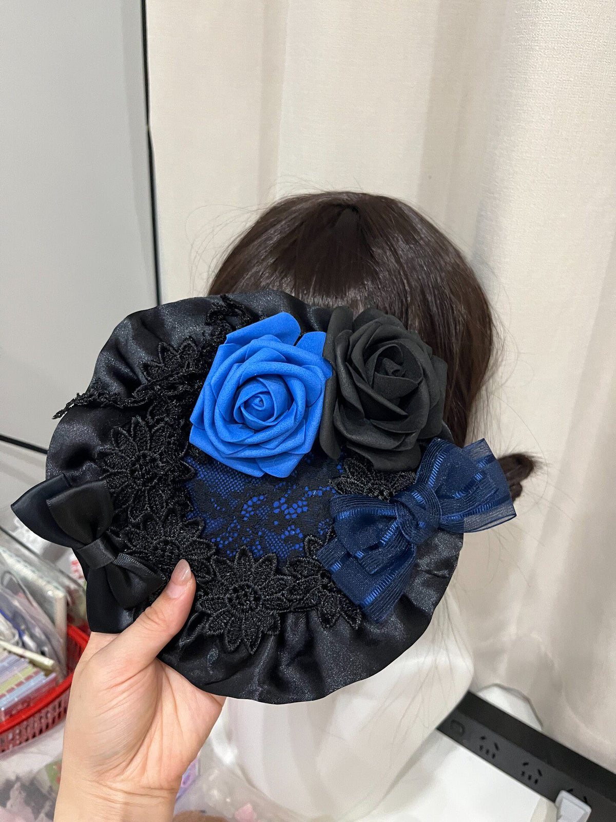 Gothic Lolita Satin Lace Bonnet Hat