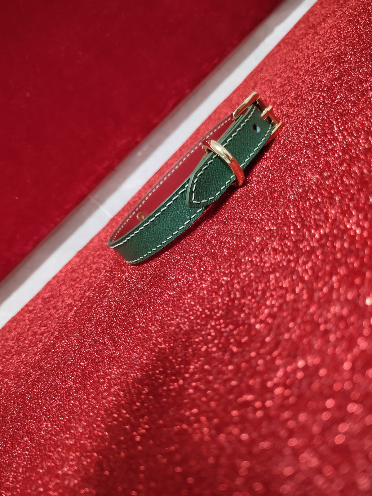 Emerald Green Leather Pet Collar