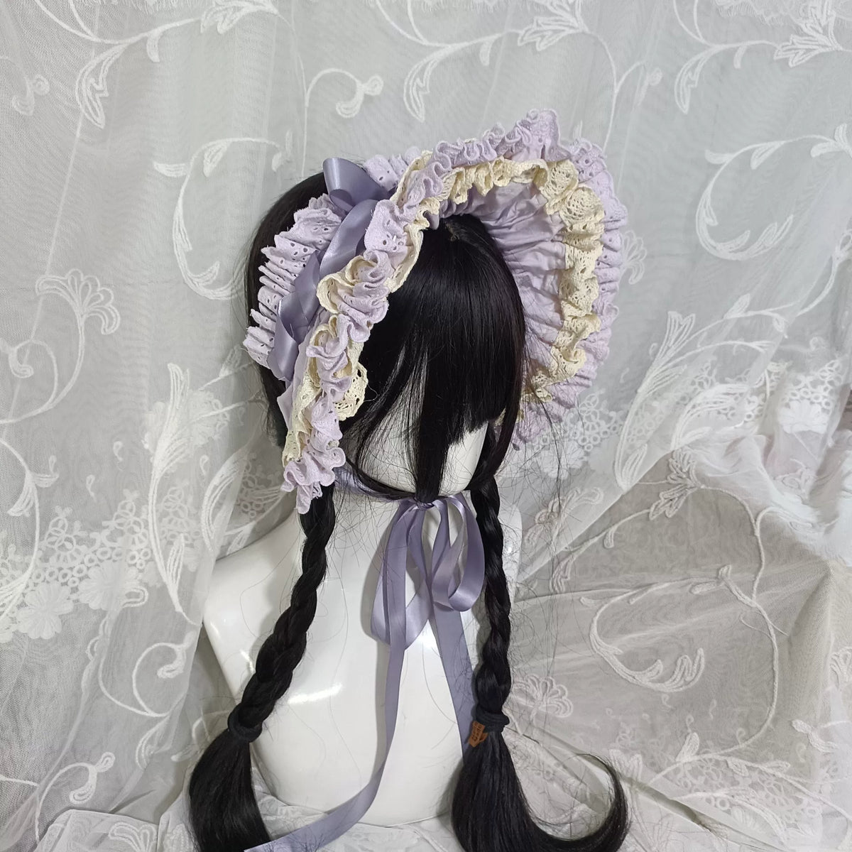 Gorro Tiara Lolita Roxo Claro de Dupla Função