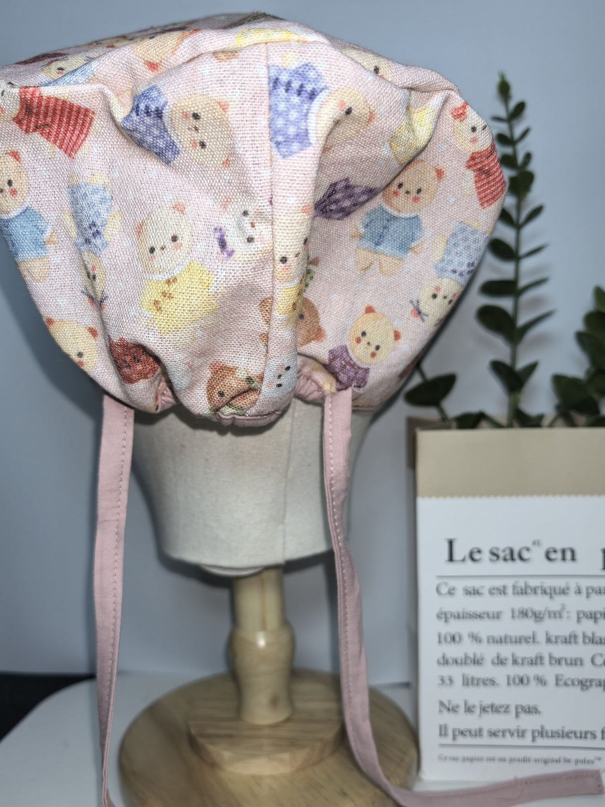 Cotton Linen Bear Print Surgical Cap