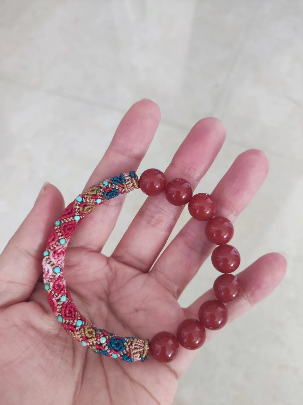 Dunhuang Star Line Agate Half Bangle Bracelet
