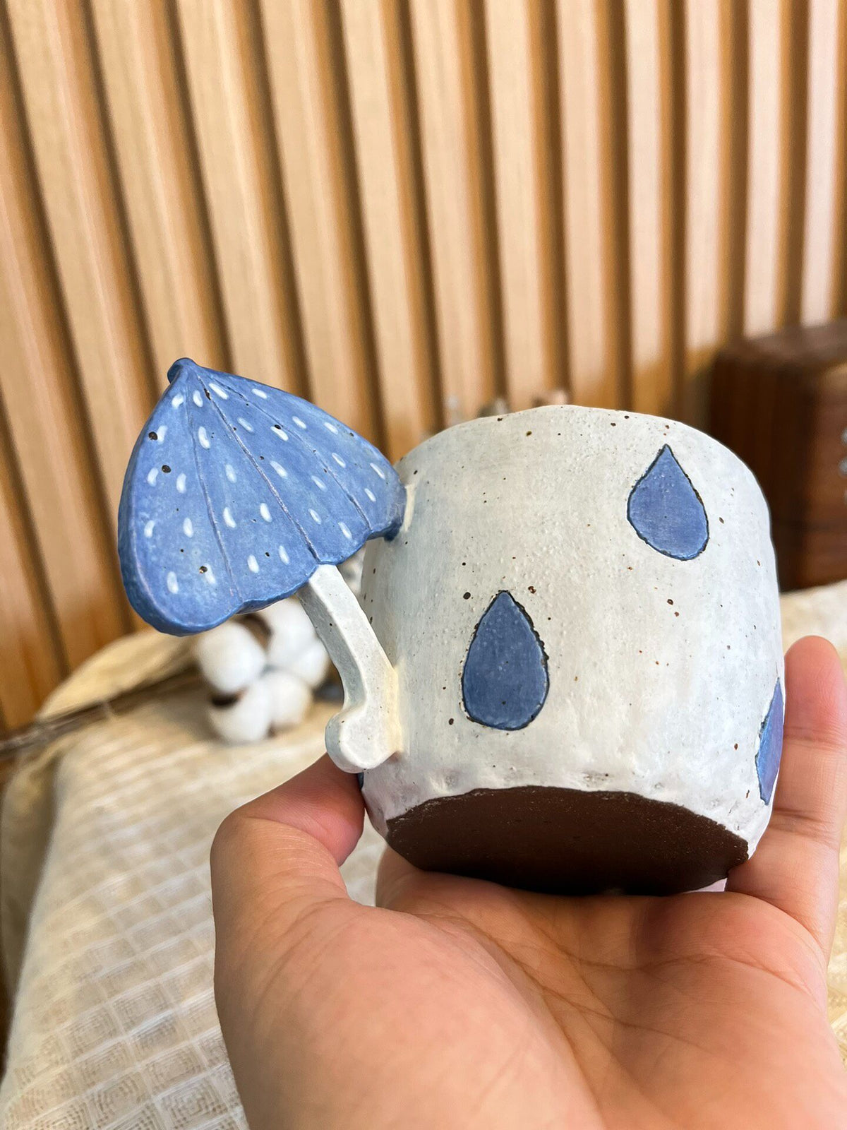 Handcrafted Umbrella Handle Ceramic Coffee Mug