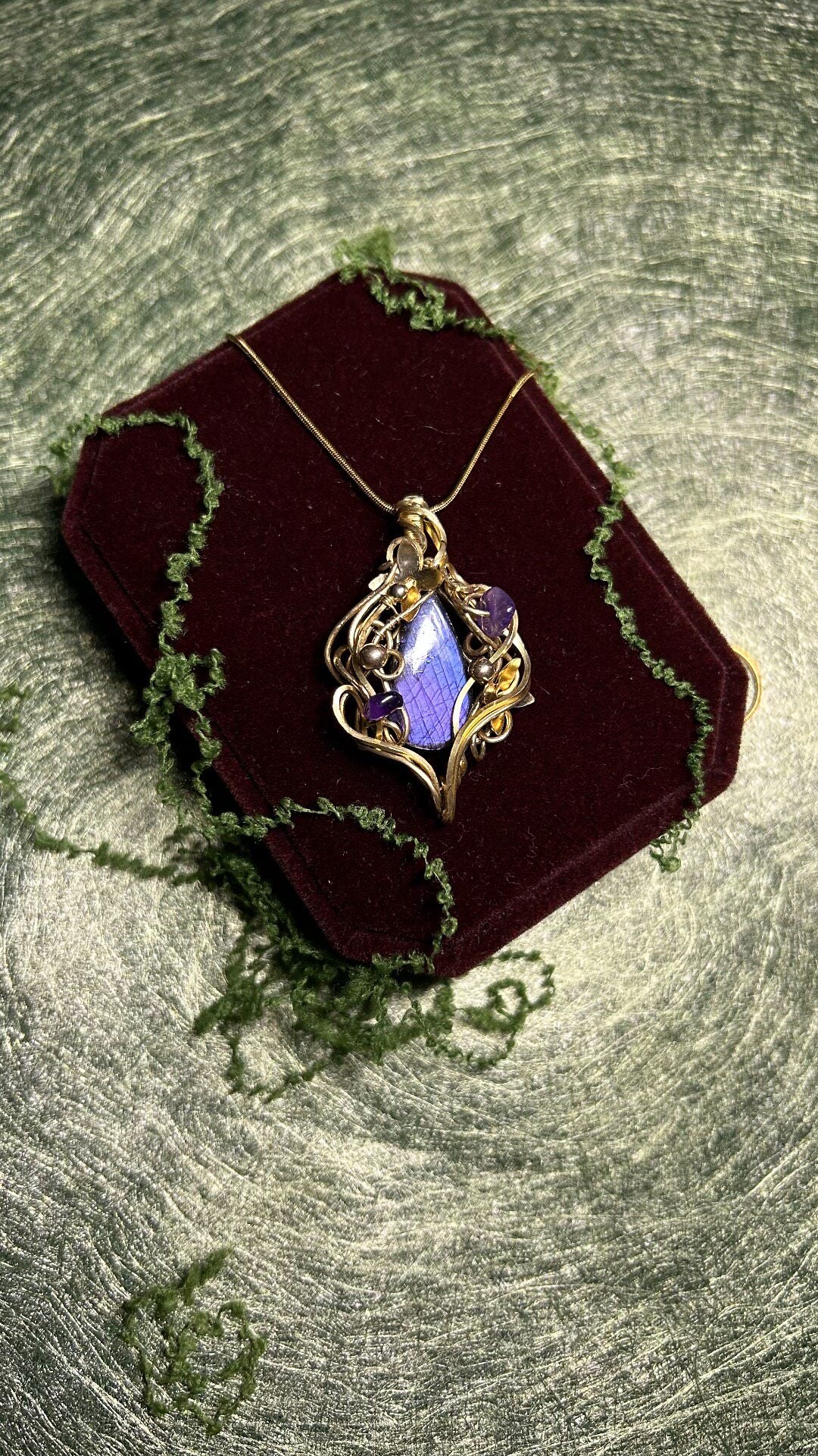 Labradorite Wire Wrapped Pendant Necklace