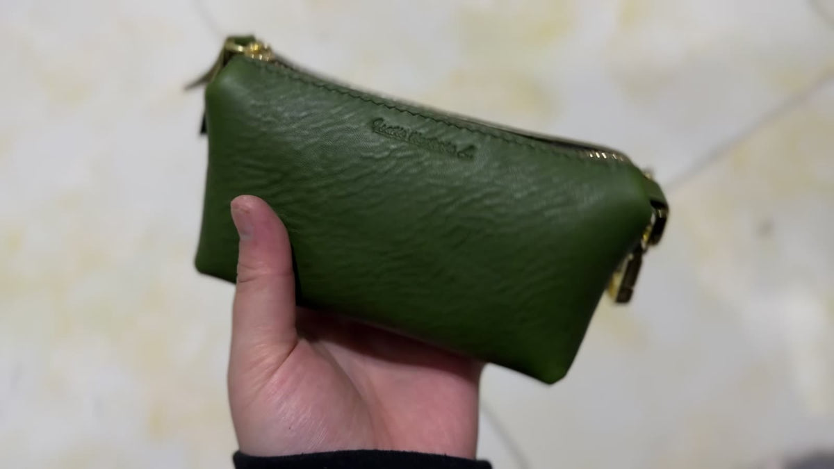 Äkta läder handhållen necessär organizer