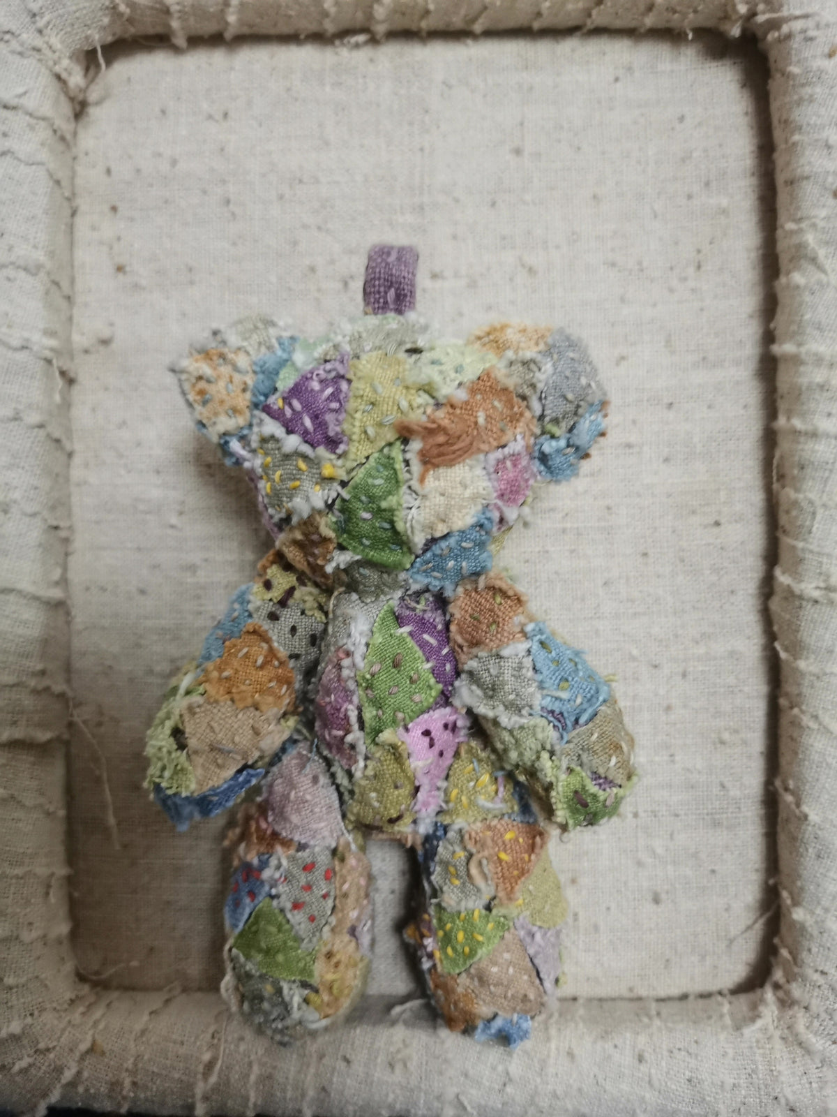Ornement ourson en patchwork coton fait main
