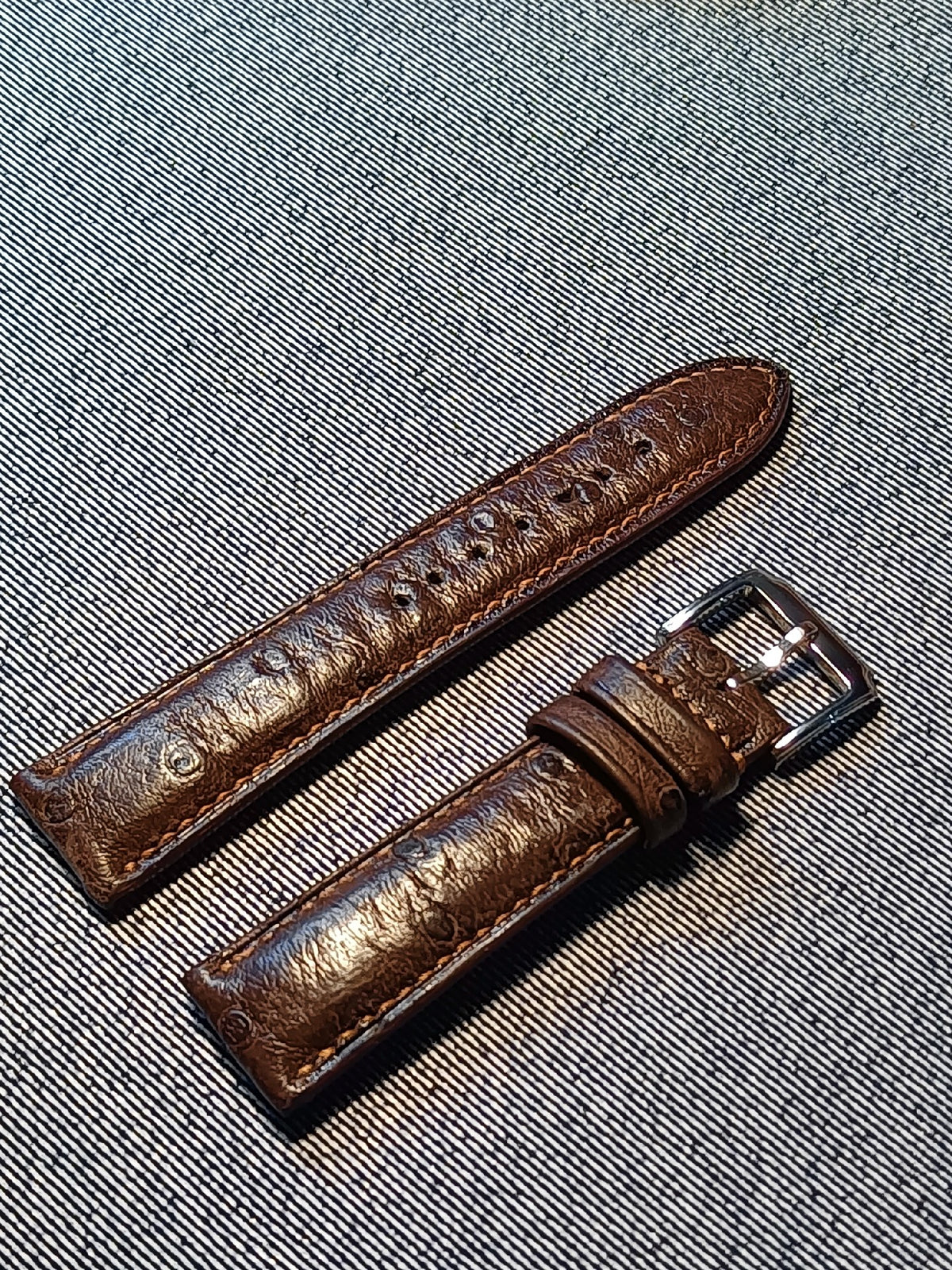 Brown Ostrich Leather Watch Strap 20mm