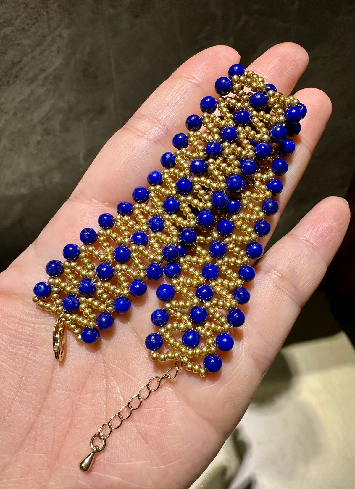 Bracelet en perles de lapis-lazuli à double couche