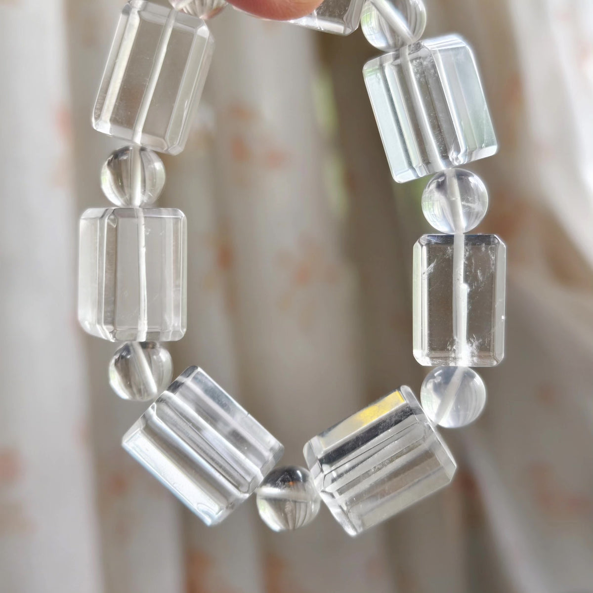 Extra Large Clear Quartz Rectangular Bead Bracelet
