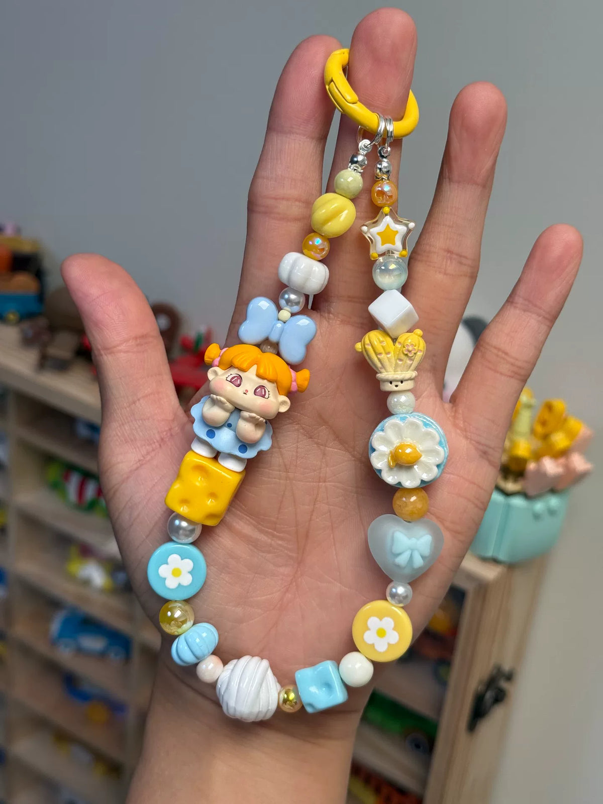 Pastel Beaded Phone Strap Bag Charm Keychain