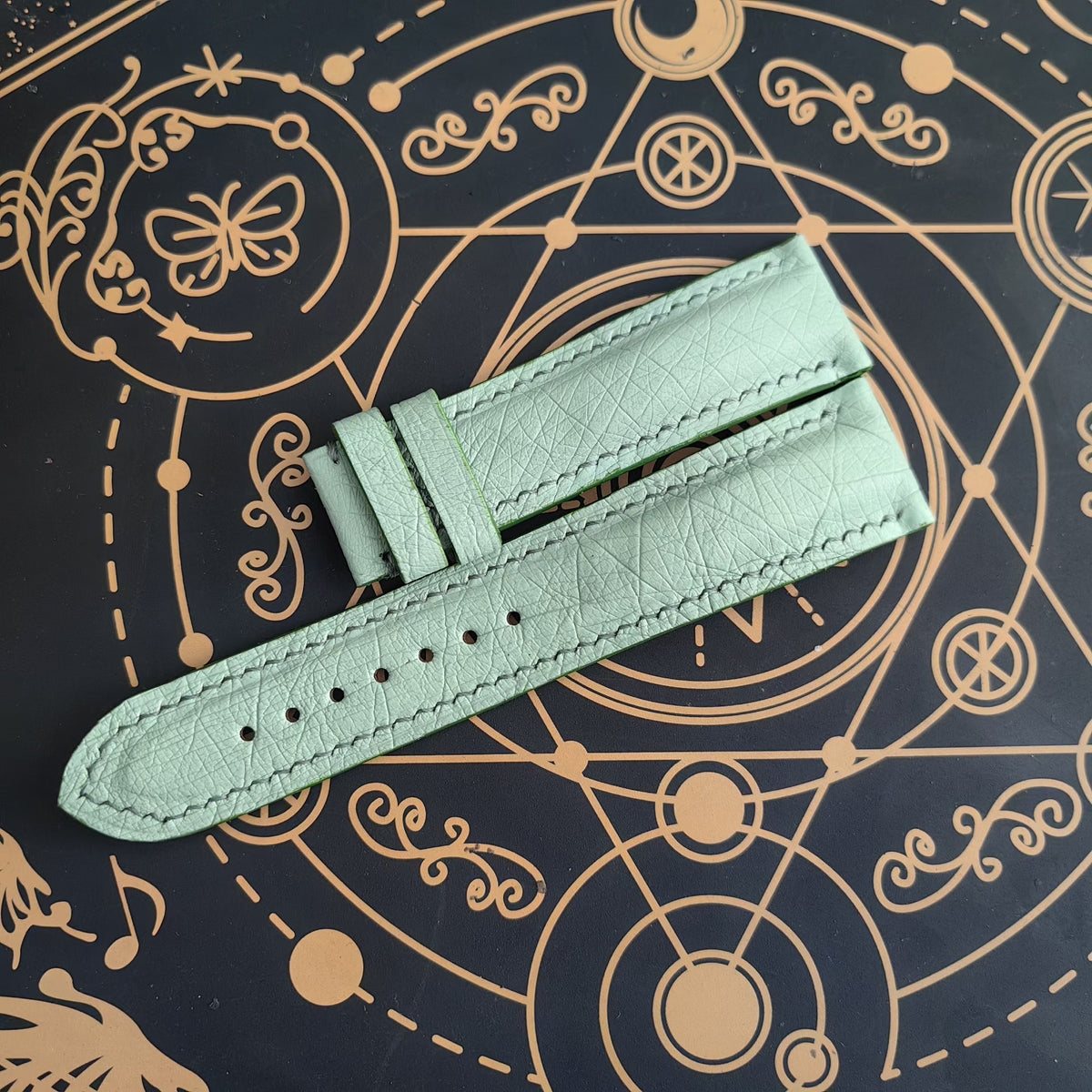 Handmade Ostrich Leather Watch Strap Apple Green