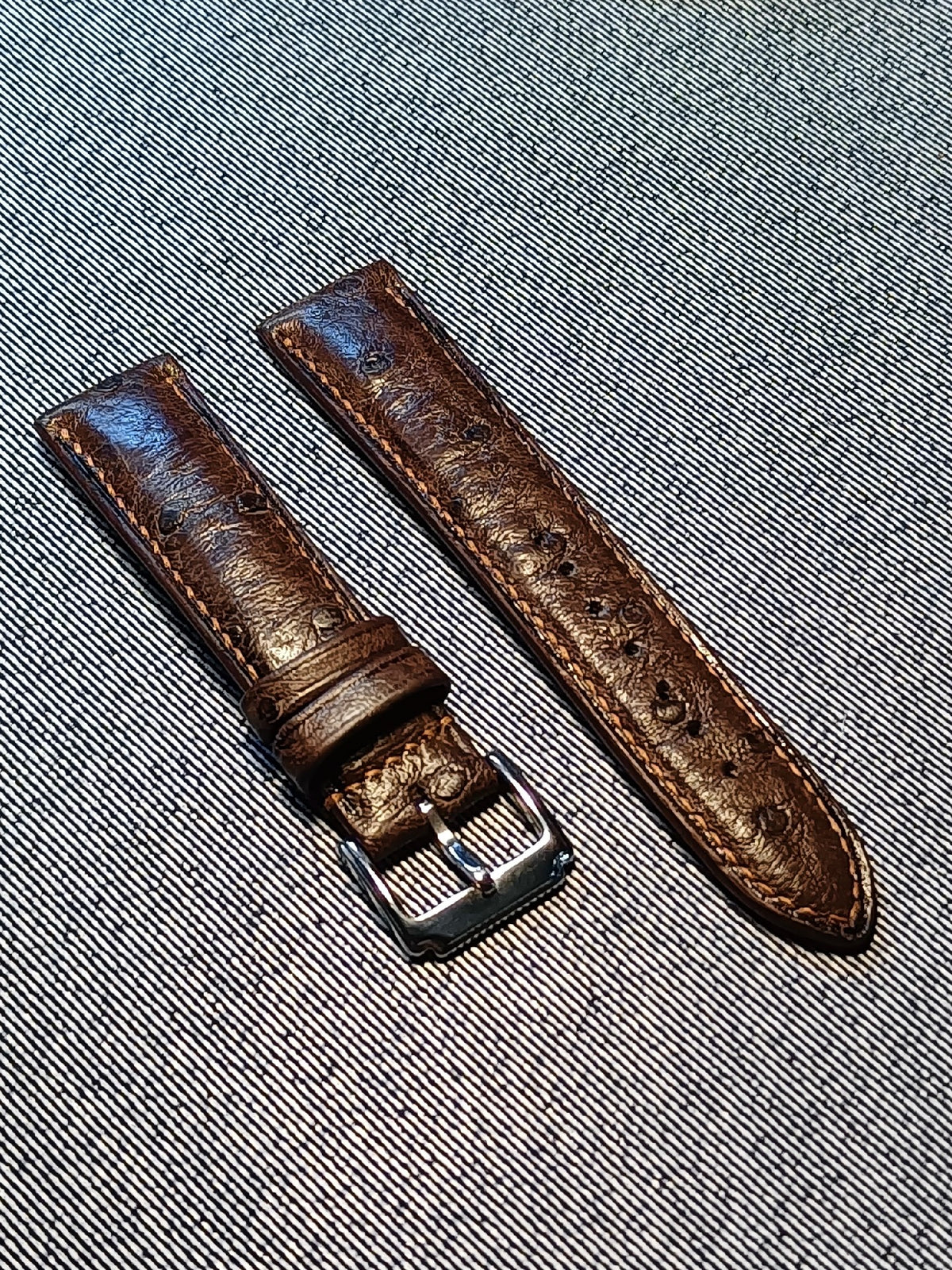 Brown Ostrich Leather Watch Strap 20mm