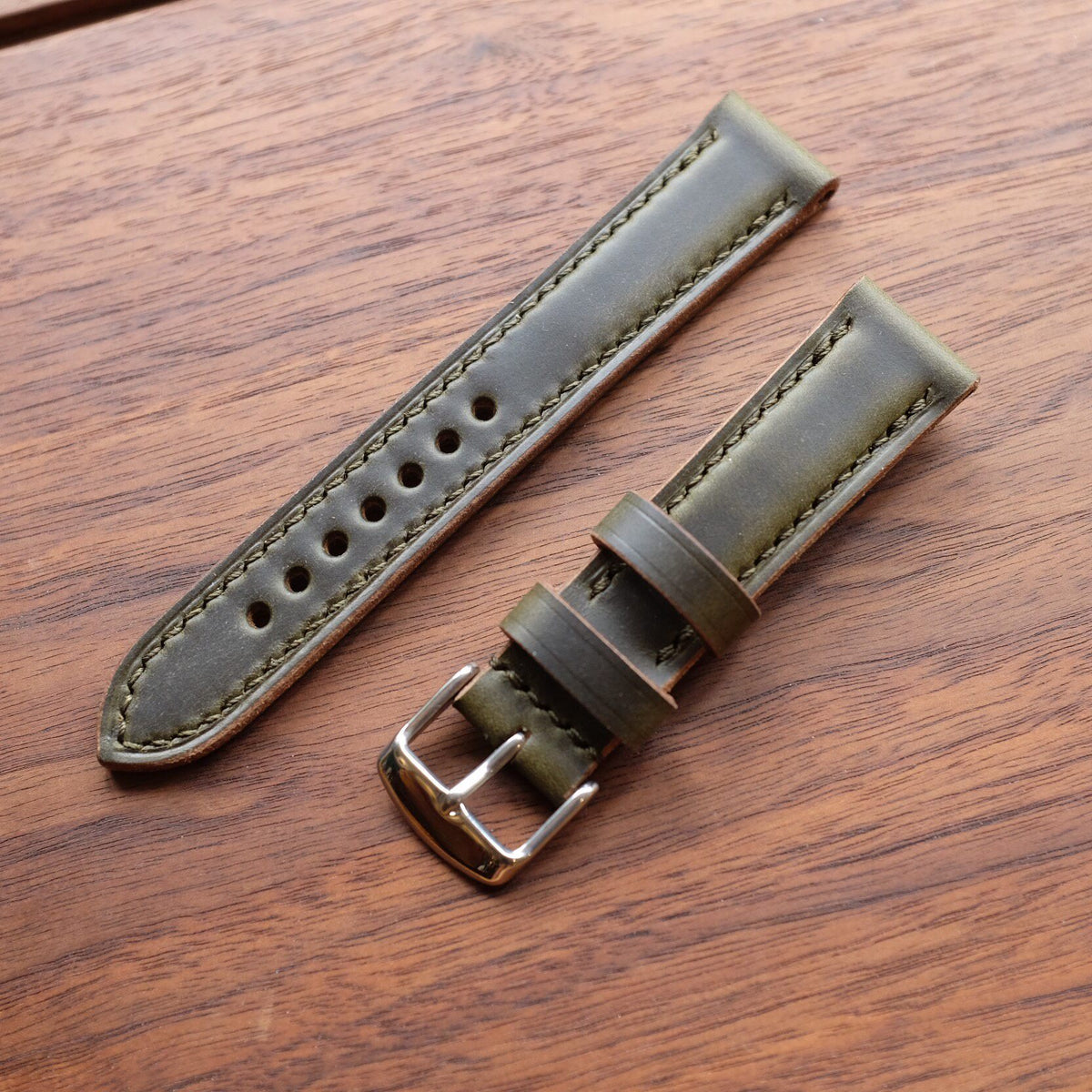 Horween Leather Watch Strap Dark Green