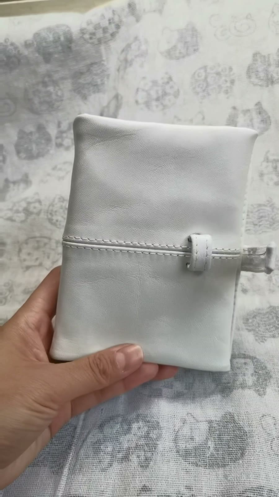 White Goatskin Leather Planner Cover M5